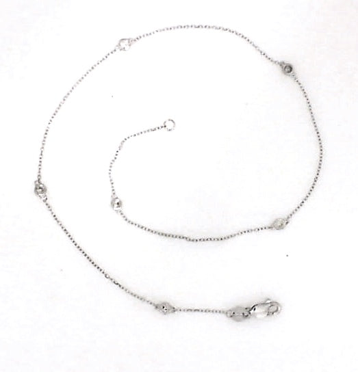 White Gold Diamond Station Anklet