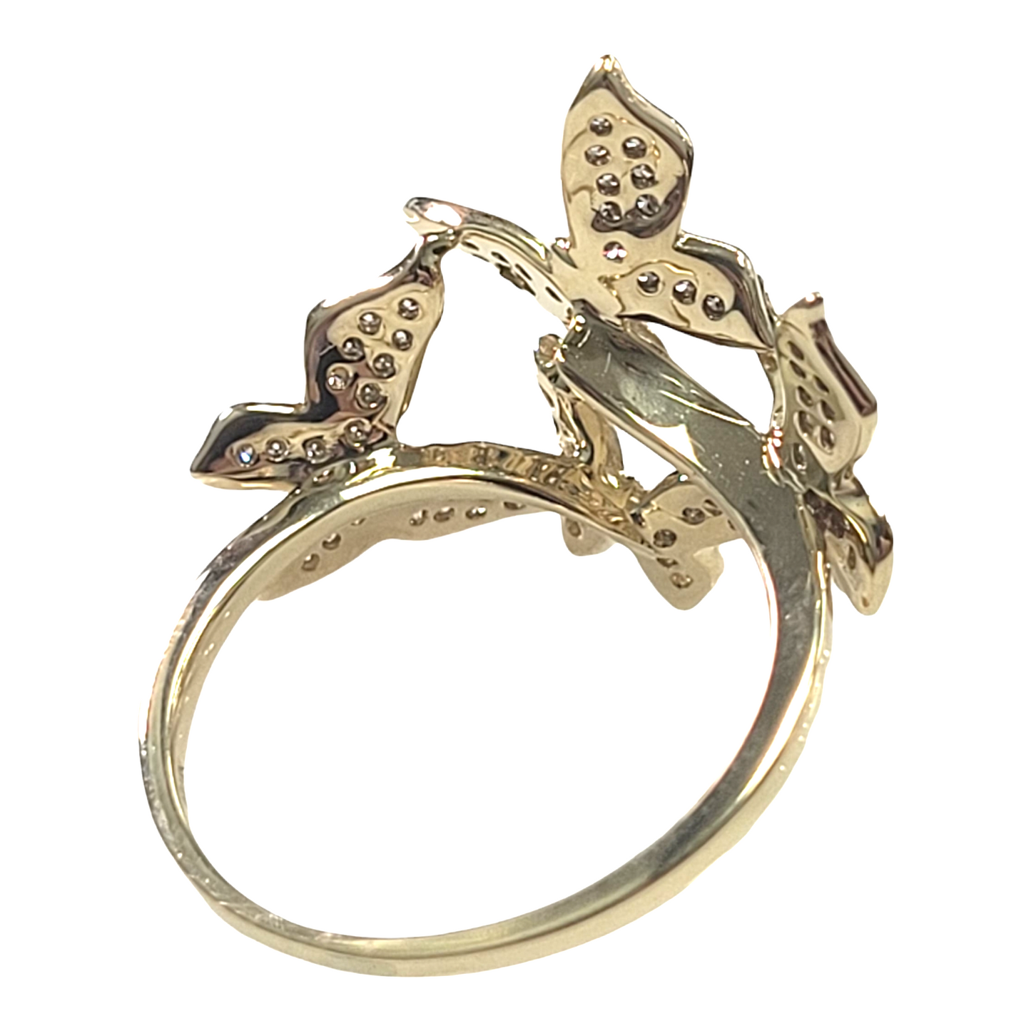 Yellow Gold Round Diamond Butterfly Ring