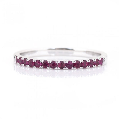 White Gold Round Ruby Stacking Band
