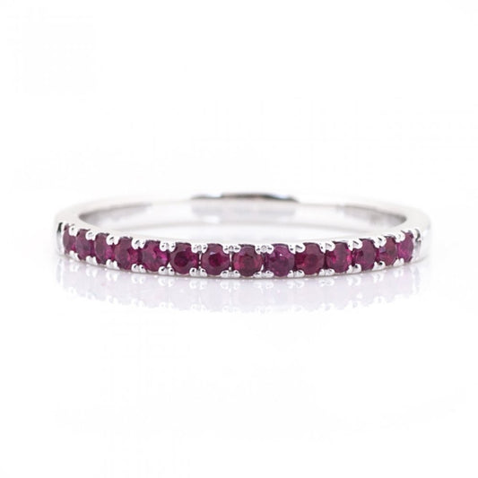 White Gold Round Ruby Stacking Band