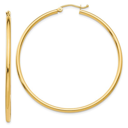 Yellow Gold Lightweight Tube Hoop Earrings