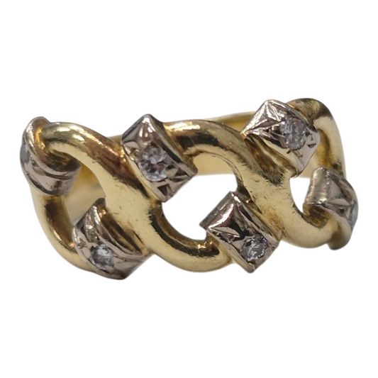 Yellow Gold Brilliant Cut Diamond Chain Band