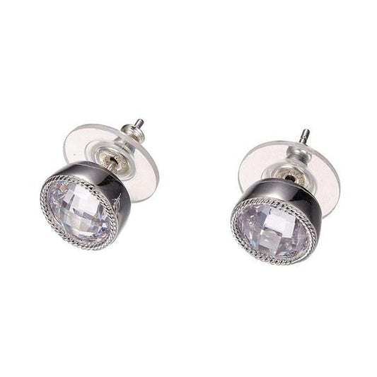 White Sterling SIlver Round Bezel Studs