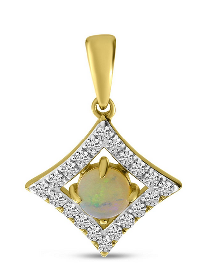 Geometric Opal and diamond pendant