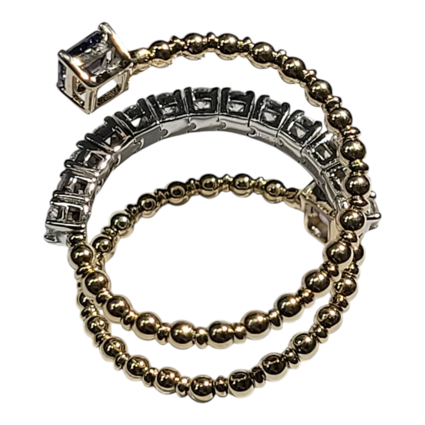 Two Tone Sapphire and Diamond Spiral Ring