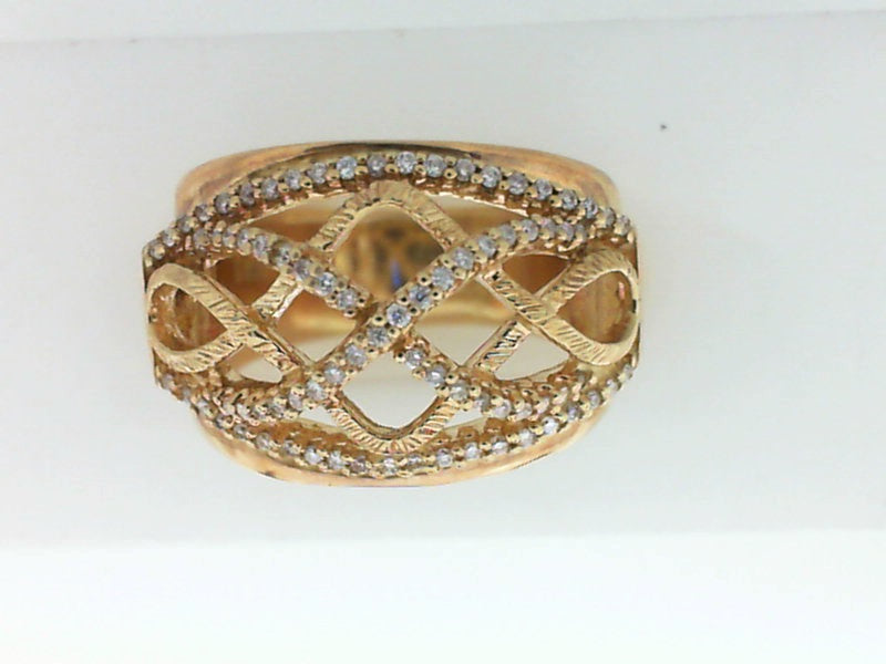 Yellow Gold Round Diamond Contemporary Ring