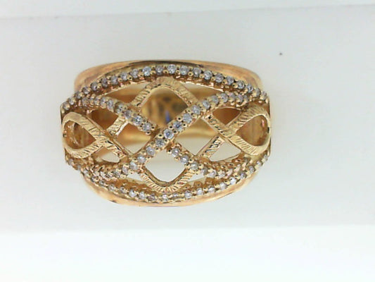 Yellow Gold Round Diamond Contemporary Ring