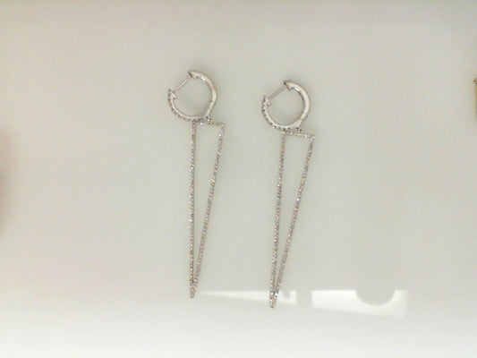 White Gold Diamond Triangle Drop Earrings