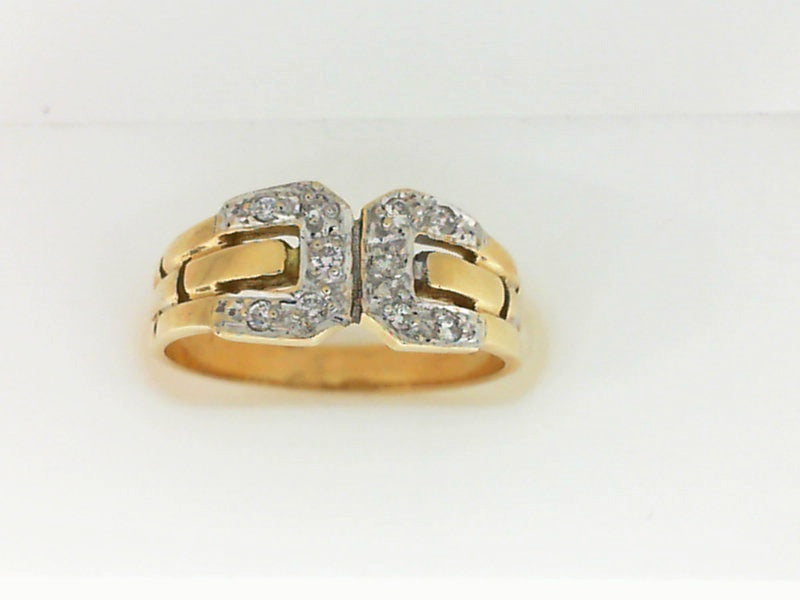 Yellow Gold Round Diamond Geometric Ring