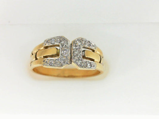Yellow Gold Round Diamond Geometric Ring