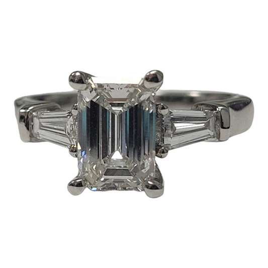 White Gold Emerald Lab Diamond Ring