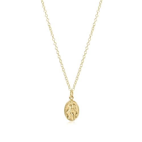 16" necklace gold - protection small gold charm