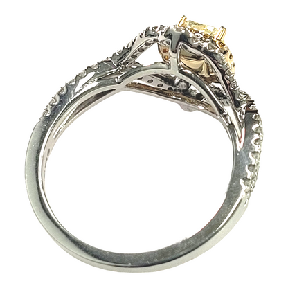 Two Tone Freeform Yellow Diamond Ring