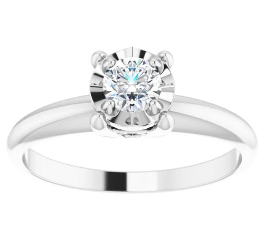 White Gold Illusion Set J Color Diamond Engagement Ring