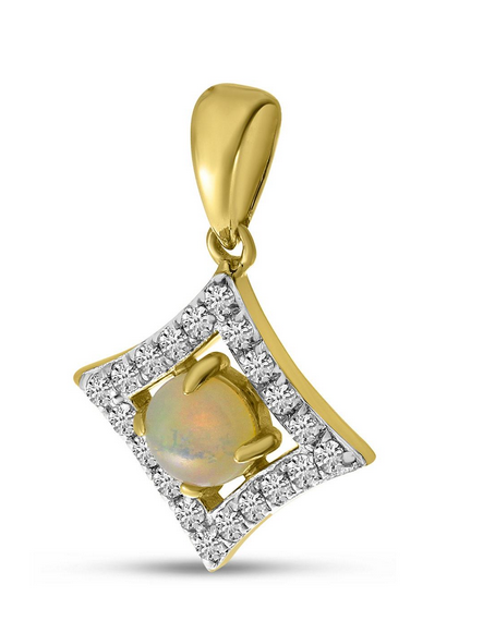 Geometric Opal and diamond pendant
