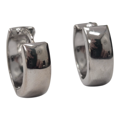 14K White Gold Huggy Hoops