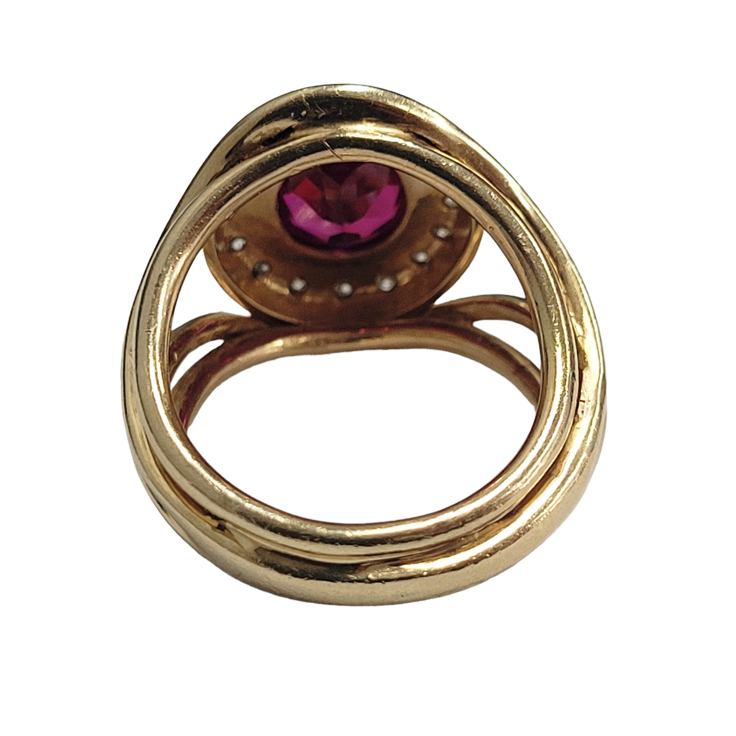 Vintage Yellow Gold Ruby and Diamond Cocktail Ring