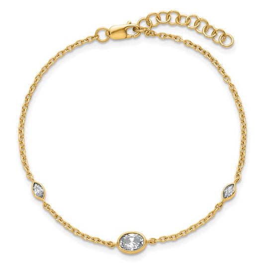 Yellow Gold Lab Marquise Diamond Station Bracelet