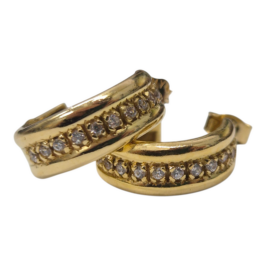 Yellow Gold Cz Accent Hoops