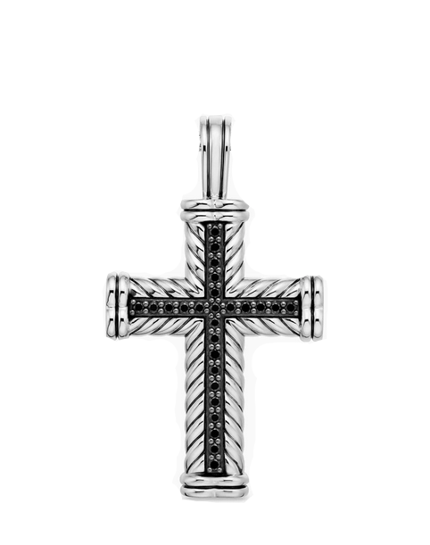 White Silver Black Diamond David Yurman Chevron Cross