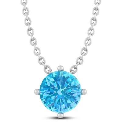 White Gold Blue Topaz Cable Necklace