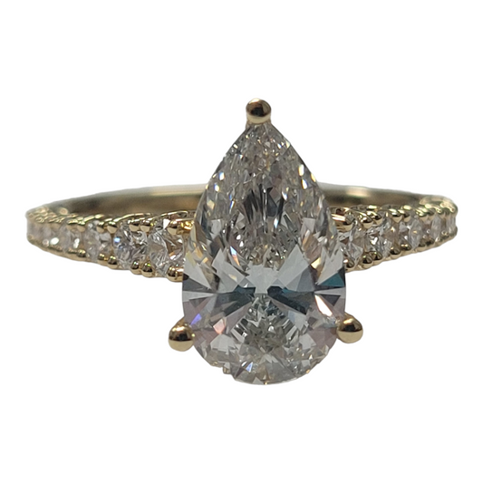Yellow Gold Pear Lab Diamond Ring