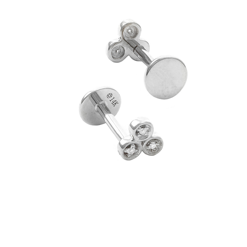 White Gold Screw Flatback Diamond Earrings
