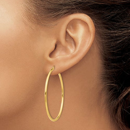 Yellow Gold Lightweight Tube Hoop Earrings