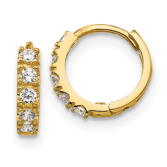 Yellow Gold Cz Huggie Earrings