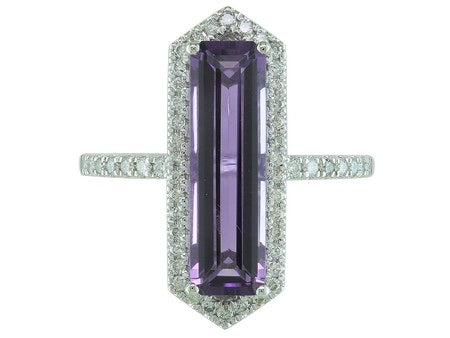 White Gold North-South Set Amethyst Ring