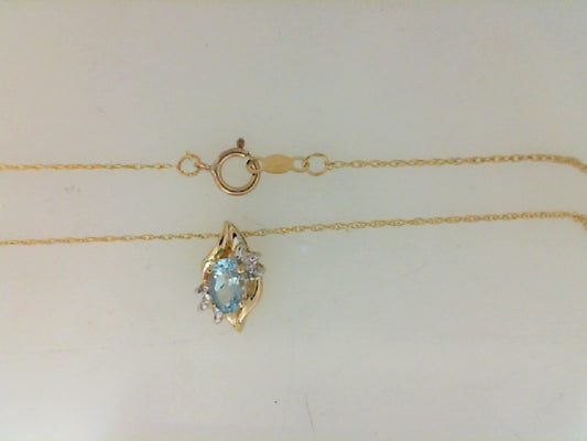 Vintage Yellow Gold Blue Topaz Necklace