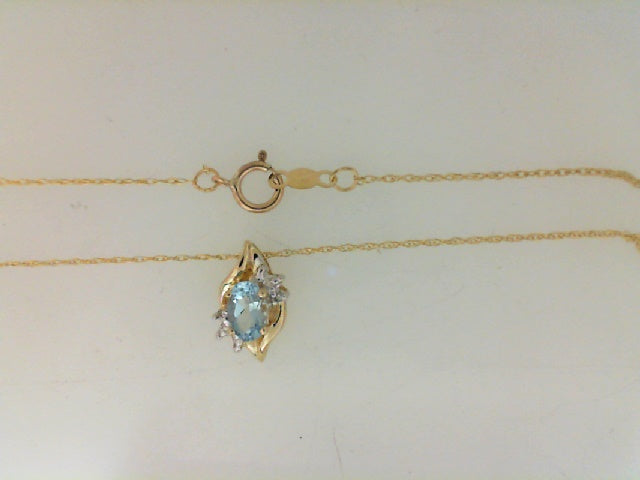 Vintage Yellow Gold Blue Topaz Necklace