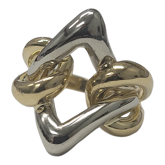 Two Tone Gold Freeform Statement Ring