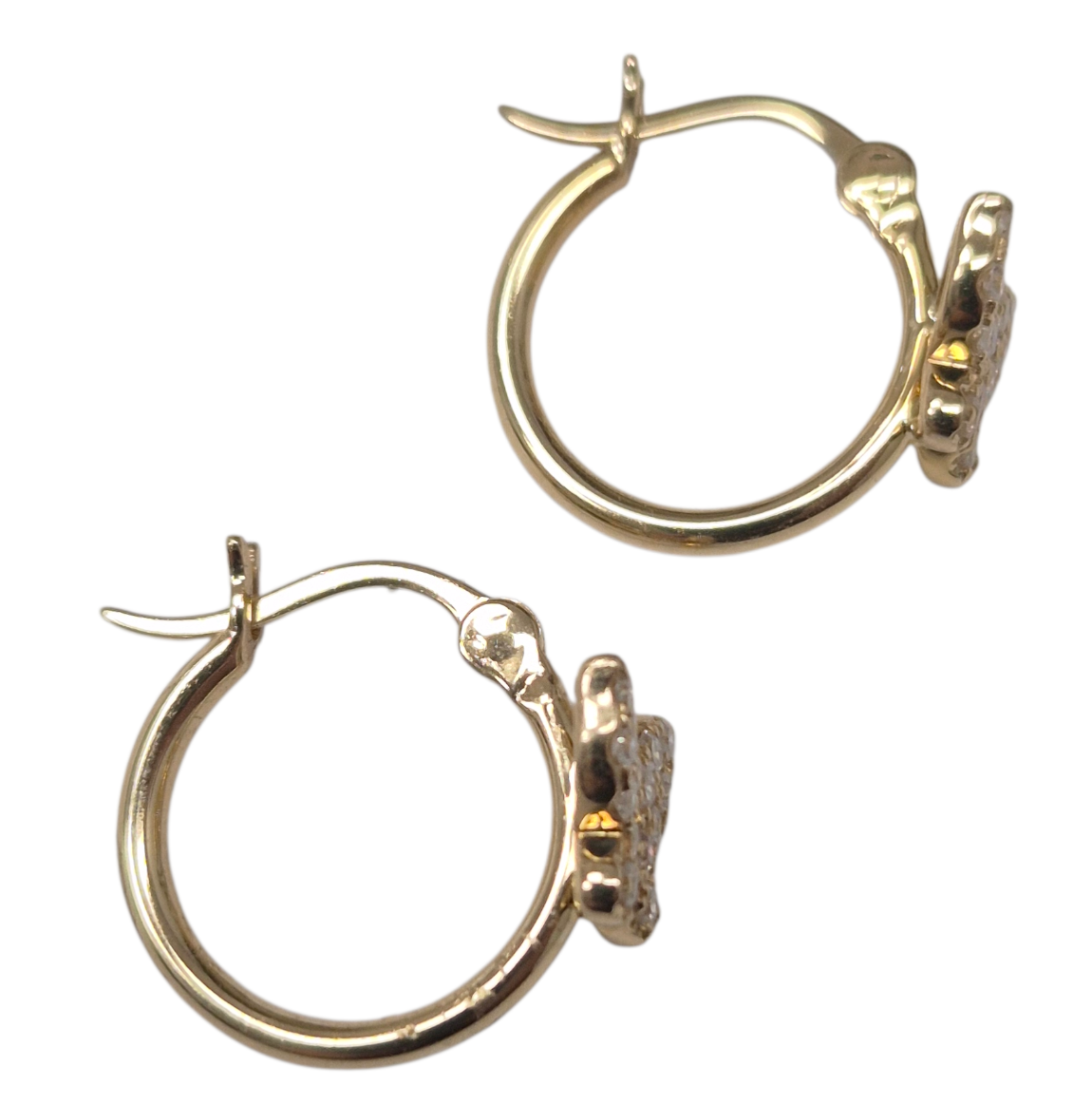 Yellow Gold Diamond Butterfly Hoop Earrings