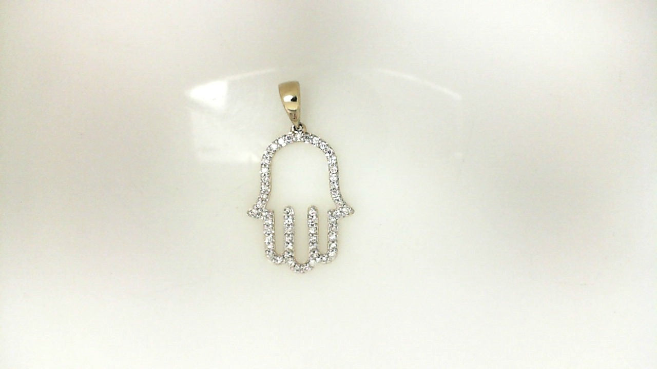 Yellow Gold Diamond Hamsa Pendant