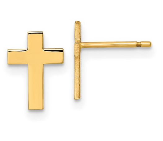 Yellow Gold Small Cross Post Earrings