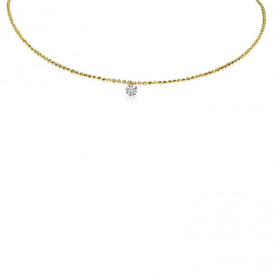 Yellow Gold Single Diamond Station Necklace