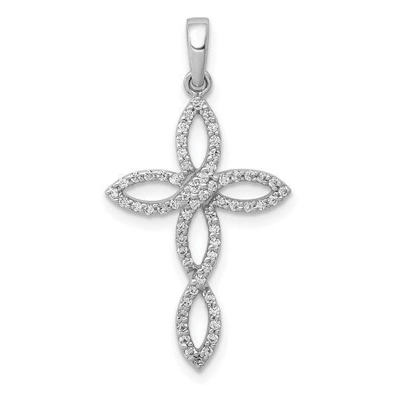 White Gold Round Diamond Cross Pendant