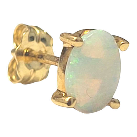 Yellow Gold Australian Opal Friction Back Stud