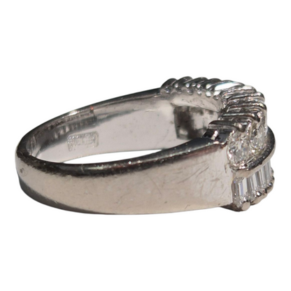 White Gold Baguette and Round Diamond Band