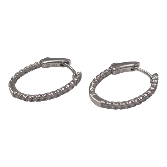 White Gold Diamond Inside Out Oval Hoops