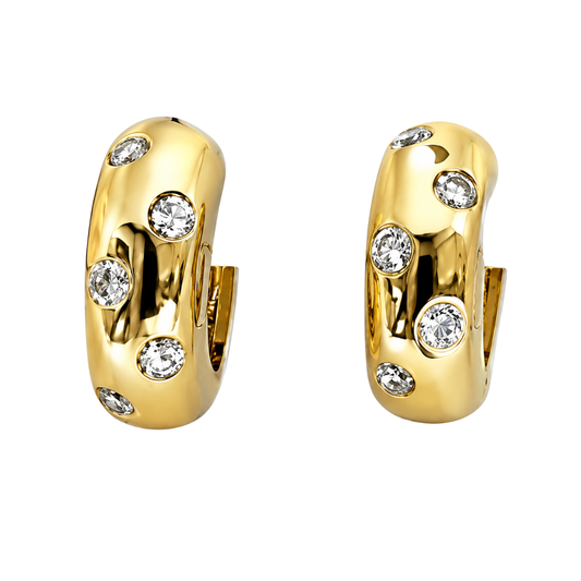 Vintage Cz Flush Set Huggy Earrings