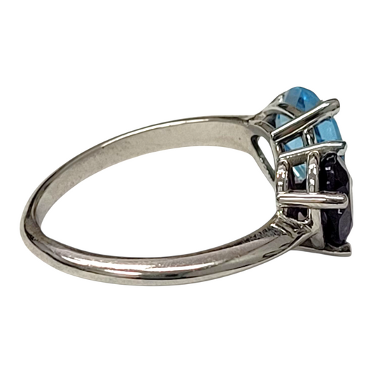 Trillian Blue Topaz and Oval Amethyst Two Stone Ring