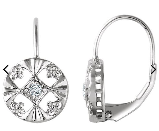 White Gold Round Diamond Openwork Earrings