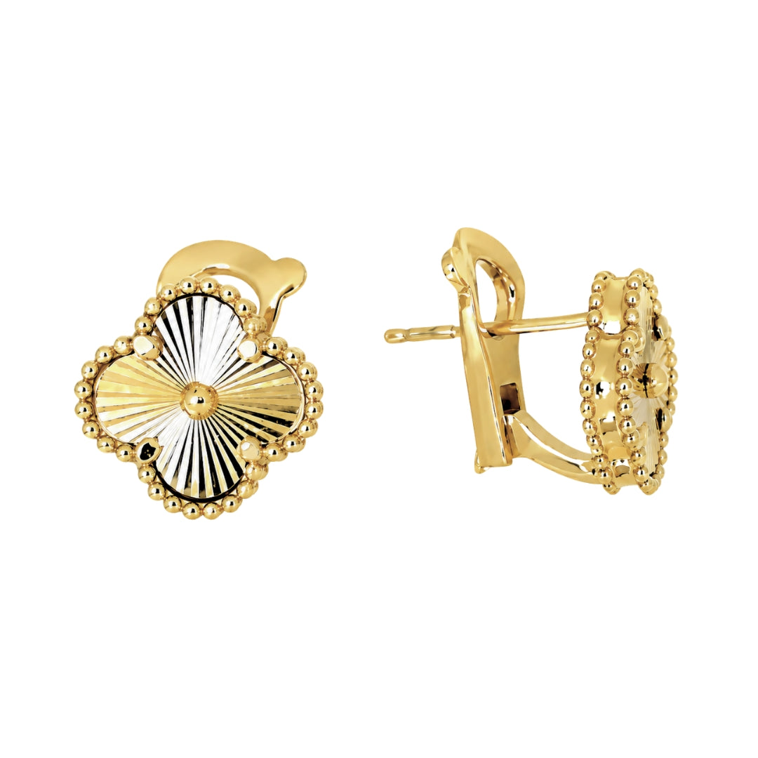 Yellow Gold Fluted Clover Earrings