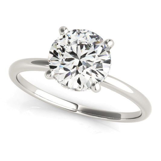 White Gold Round H/I Diamond Hidden Halo Engagement Ring