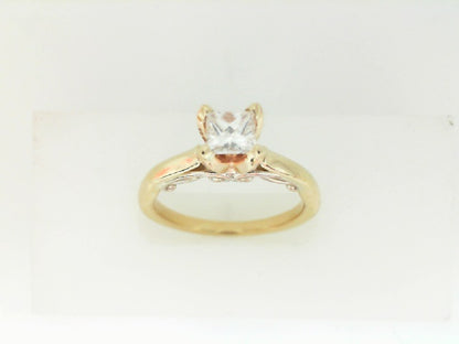 Two Tone Princess Cut Diamond Tulip Head Engagement Ring