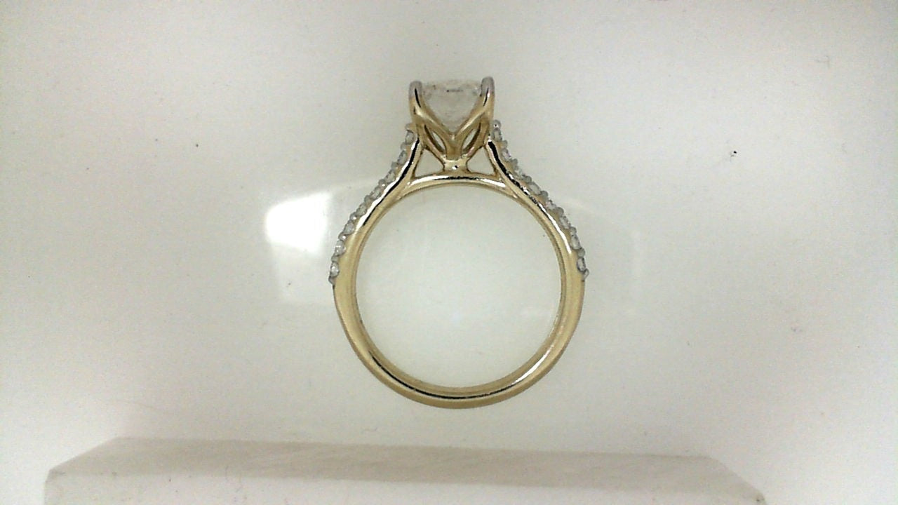 Yellow Gold Straight Shank Emerald Lab Diamond Ring