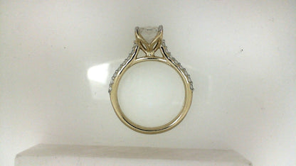 Yellow Gold Straight Shank Emerald Lab Diamond Ring