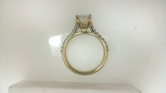 Yellow Gold Straight Shank Emerald Lab Diamond Ring